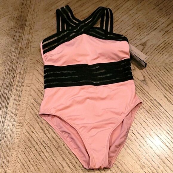 One piece tummy toner mesh swimsuit Small NWT